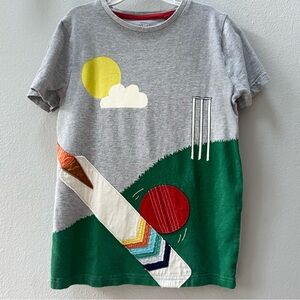 Mini Boden Gray and Green Cricket Tee